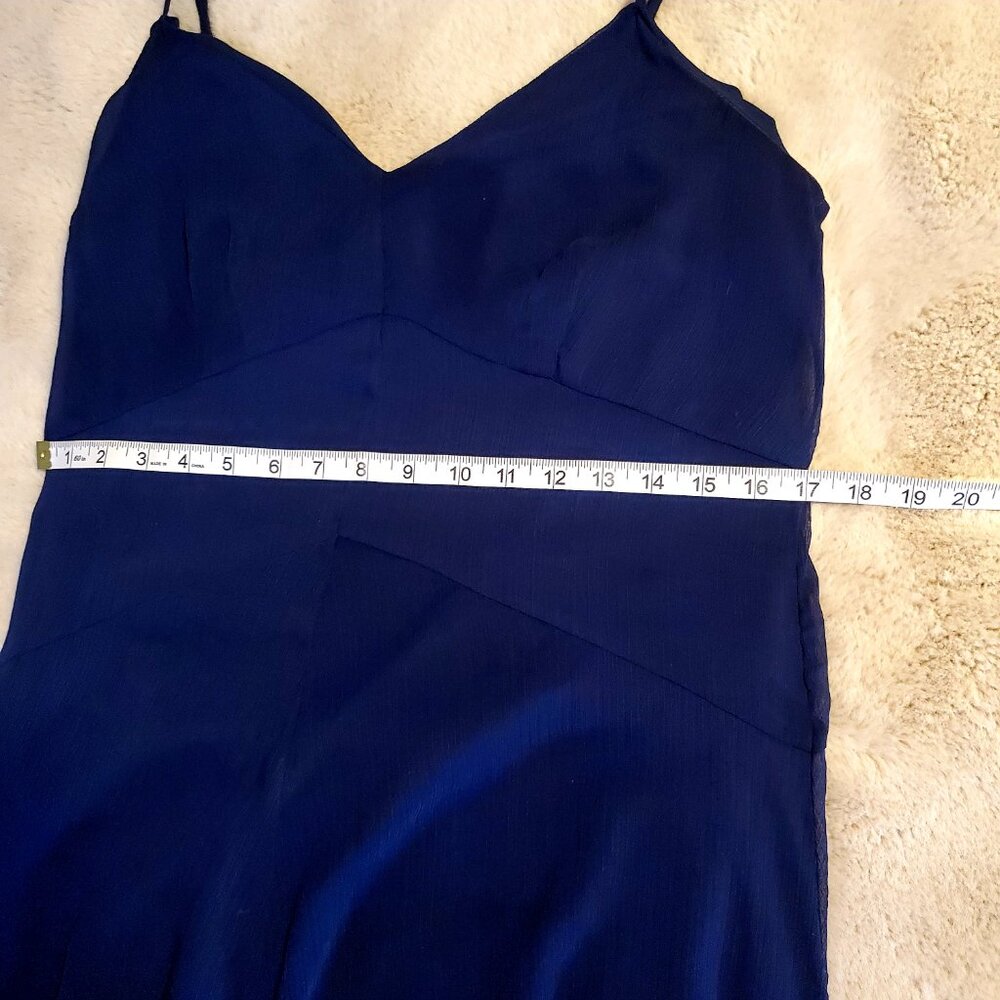 Bar III Navy Maxi Dress Size 12 Slip Dress Spaghetti Strap Flowy Elegant Minimal - Picture 5 of 12